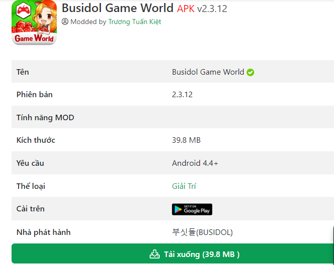 Tải Thế Giới Game Busidol hack ruby