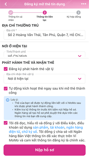 Đăng ký thẻ tín dụng Bản Việt Momo