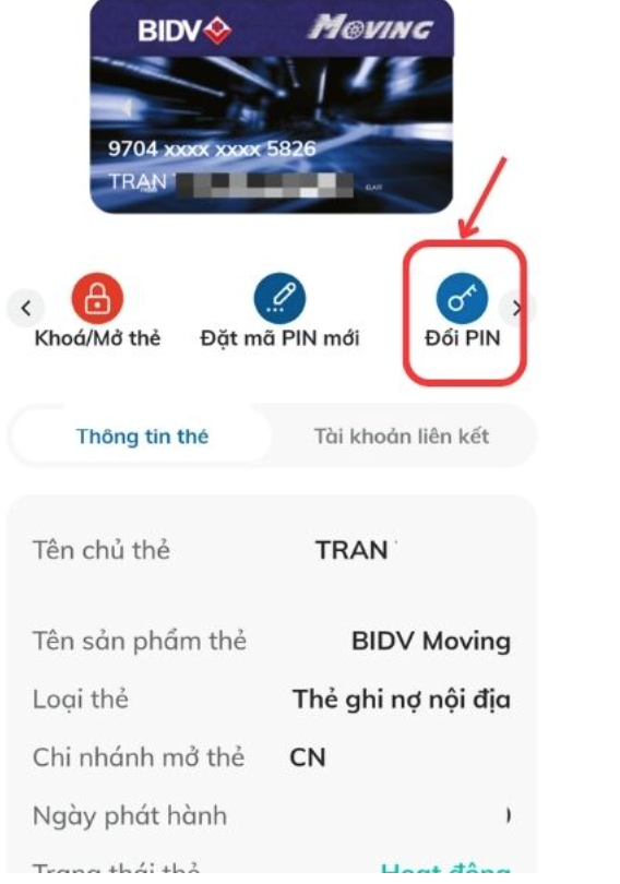 Cách đổi mã PIN thẻ ghi nợ nội địa BIDV 3