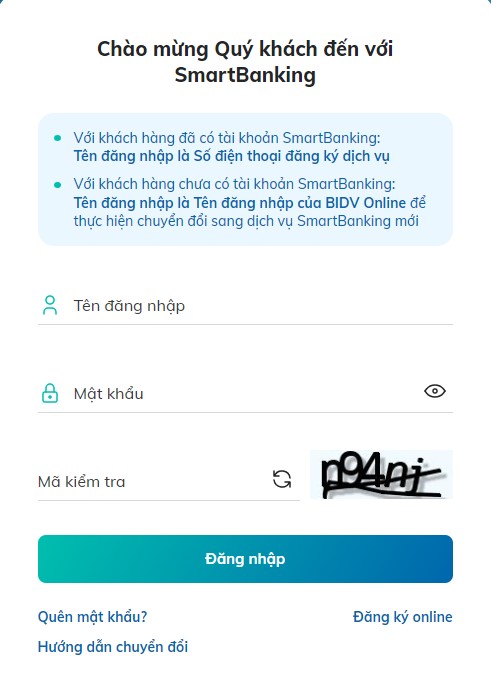 Cách kích hoạt tài khoản BIDV online trên SmartBanking trên thiết bị mới