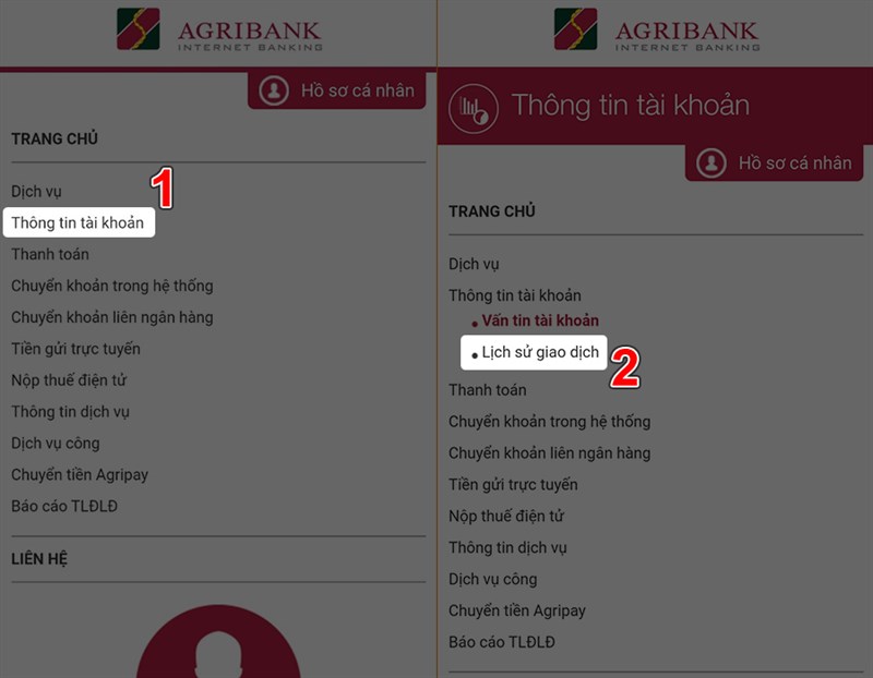 Cách kiểm tra ai chuyển tiền tài khoản Agribank bằng internet Banking 3