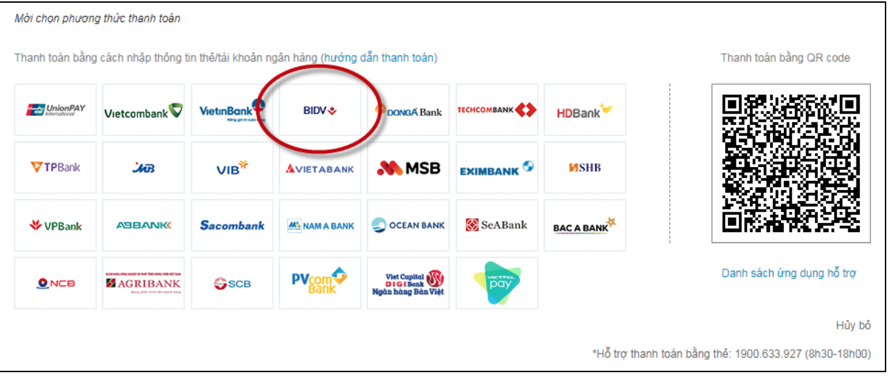 Cách thanh toán trực tuyến bằng thẻ ghi nợ nội địa BIDV 1