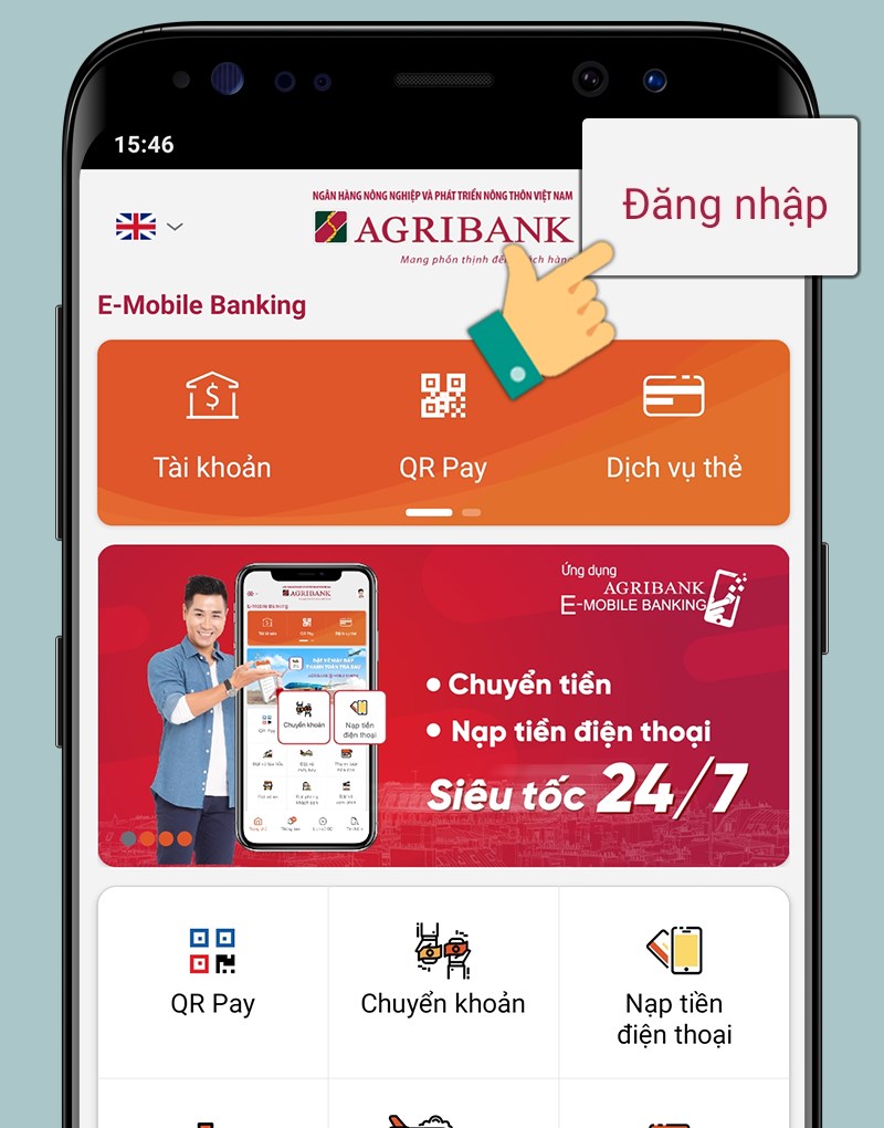 Kiểm tra bằng ứng dụng E-Mobile Banking 1