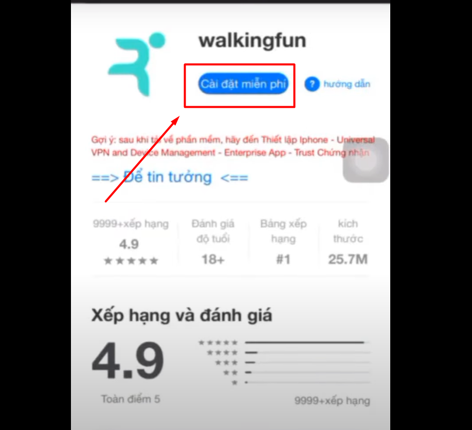 Đăng ký app walking fun