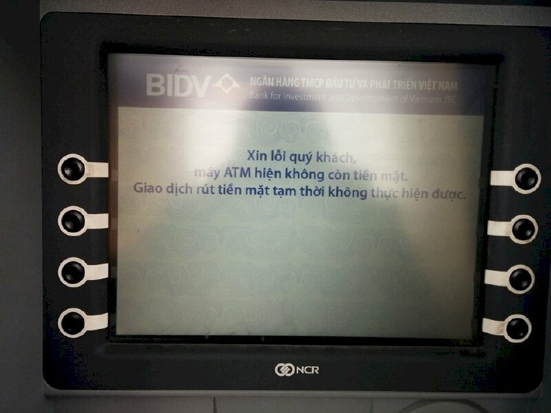 Hình ảnh cây ATM BIDV hết tiền mặt